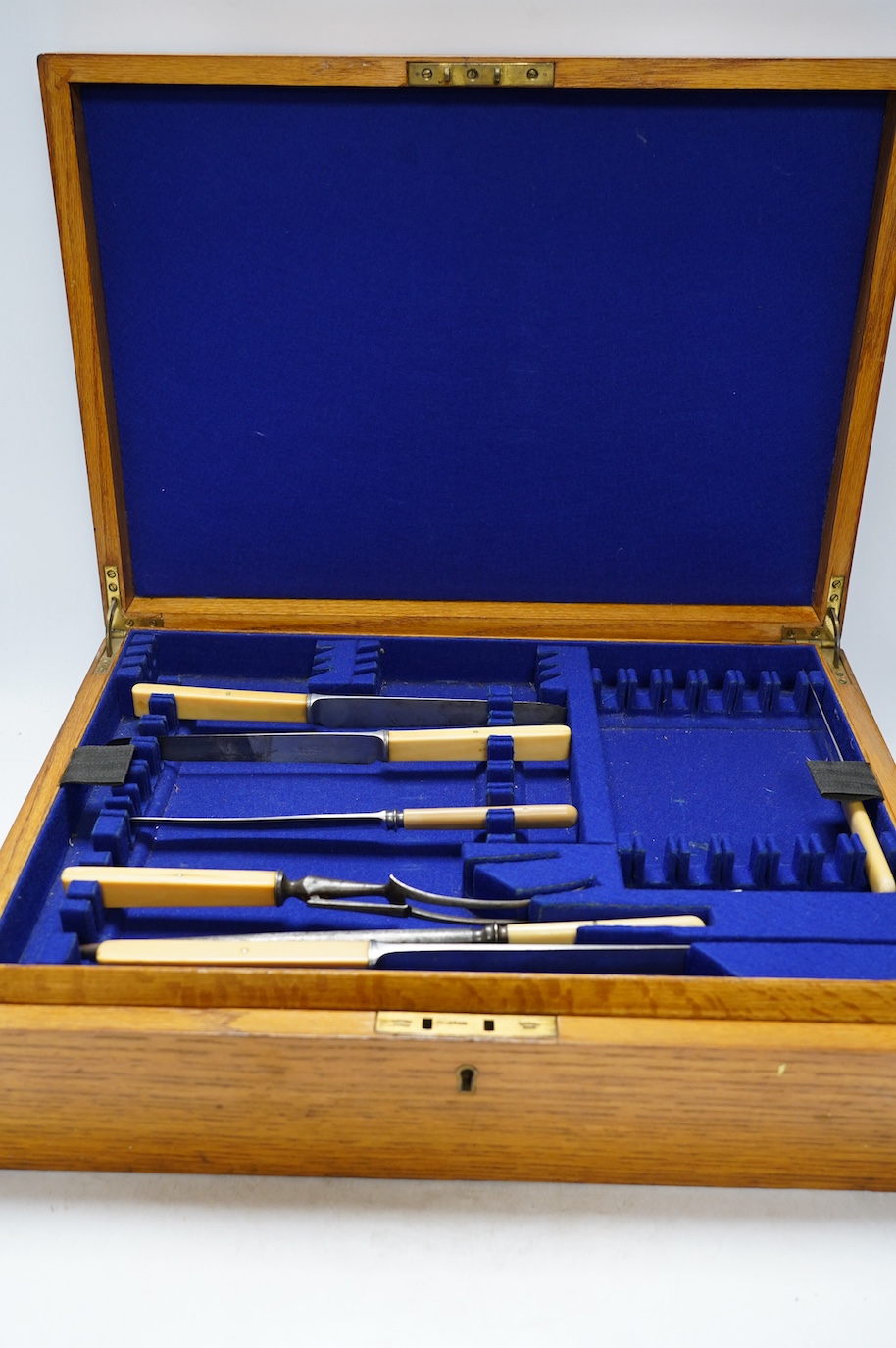 A cased canteen of plated flatware and an Elkington cased set of fruit knives and forks. Condition - fair